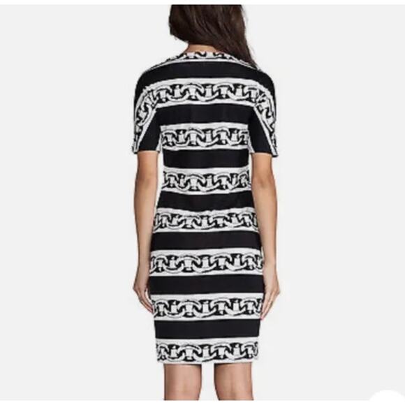 Diane Von Furstenberg 100% Silk Brenna Dress Chain Bands Black Women's 4 - Picture 5 of 8